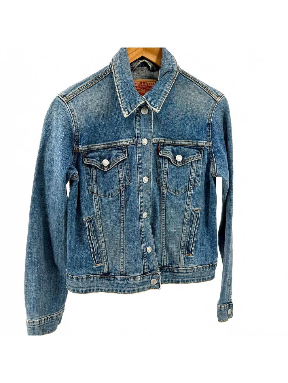 Vintage Y2K Levi's Blue Denim Stretch Snap Trucker Jacket